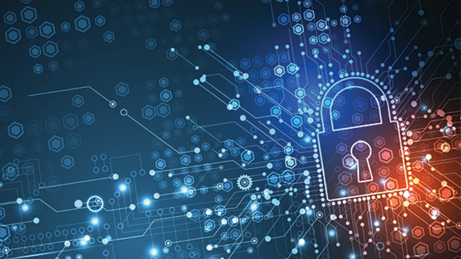 Fanciful image of data and a padlock