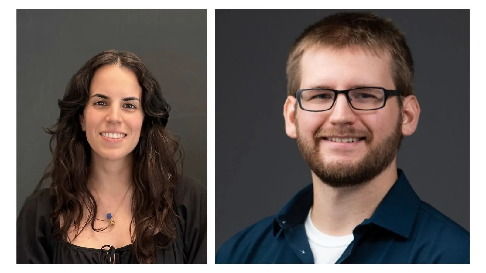 Headshots of Luči Krnic and Andrew Engel