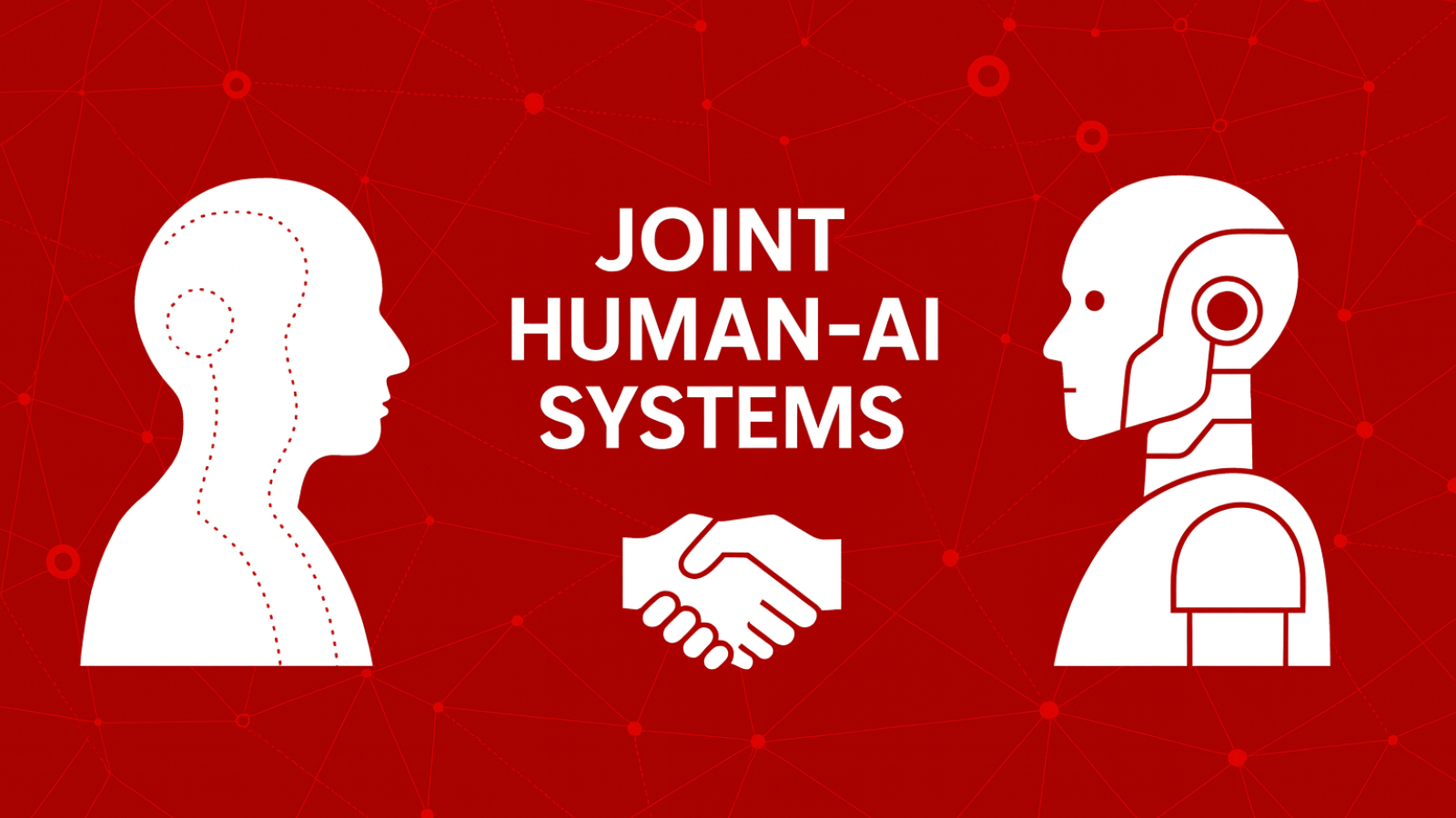 silhouette of human and humanoid facing each other and shaking hands 